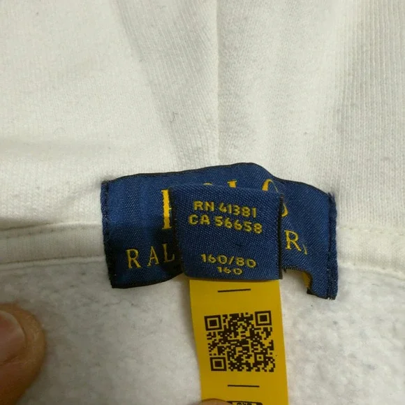 Polo Ralph Lauren Kids Boys L 14-16 Colorblock Full Zip Hoodie White Navy Blue - Picture 7 of 12